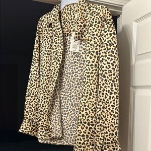 a new day Brown and Black Button Down Shirt with Leopard Print